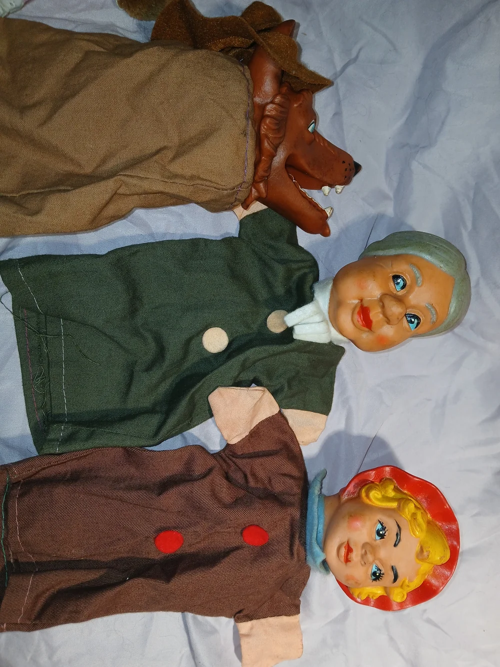 7 Piece VTG Hand Puppet Lil Red Riding Hood Plus Rubber Plush